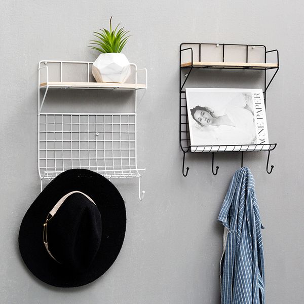 

grid wall mounted storage shelf salon gym creative coat hook decorative frame wall hanging hook
