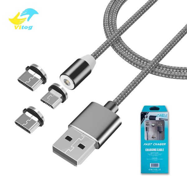 

vitog 3 in 1 magnetic charger micro usb cable for samsung android fast charging magnet usb type c cable cord wire all cellphones