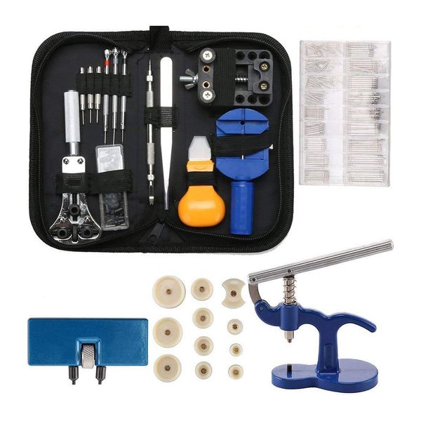 

professional watch repair tool set - 499 pcs watch tools case press tool with 12 plastic insert pressing plates re