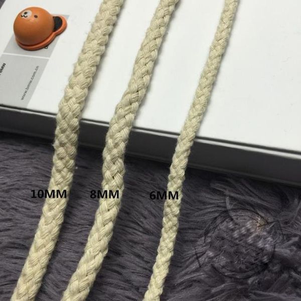 

6mm/8mm10mm,white/black/beige 100% cotton rope decorative drawstring twine tied cord for diy handmade bag project accessories, Black;white