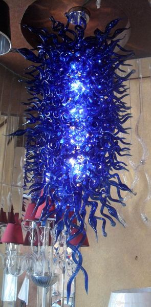 

luxury large cobalt blue lamps handcraft blown glass chandelier lighting led pendant light 80 inches- girban brand