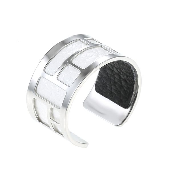 

yoiumit labyrinth adjustable silver rings stainless steel hand open finger open rings for women interchangeable leather bague, Golden;silver