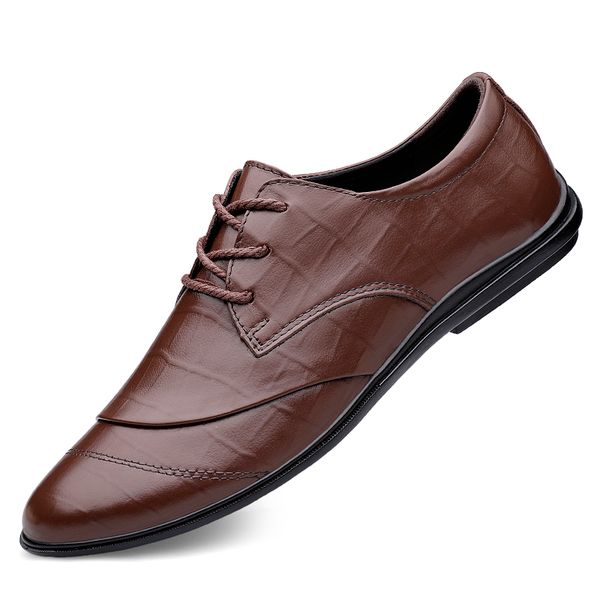 

2020 new suede men leather shoes solid lace-up casual shoes men's flats comfortable dress male soft footwear, Black