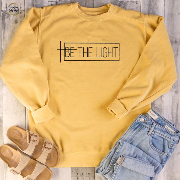 

be the light women sweatshirt and hoodies pullover crewneck long sleeved harajuku streetwear faith tumblr christian clothes, Black