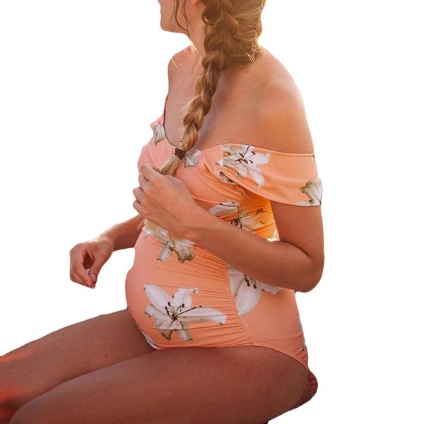 

плюс размер материнства tankinis женщины цветочный печати бикини купальник пляжная одежда беременная 1-23, Black;white