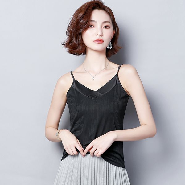 

crop women camis silk satin halter women camisole 2019 summer style sleeveless vest slim white roupas femin