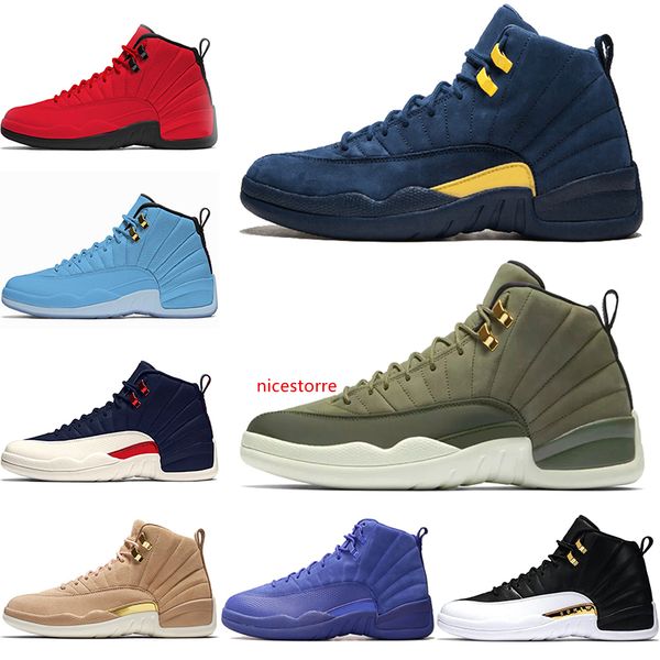 

12 men basketball shoes 12s wings class of 2003 michigan bulls university blue college navy designer trainer sport sneaker discount online