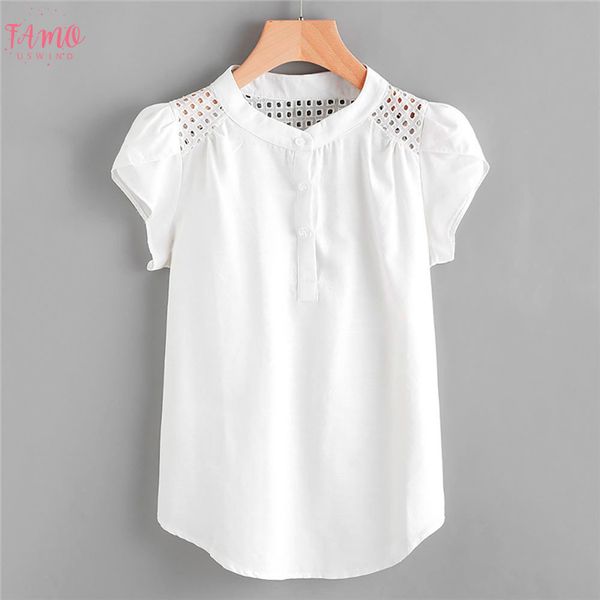 

white blouses womens and blouses women o neck hollow out tee shirt short butterfly sleeve casual blusas mujer l3