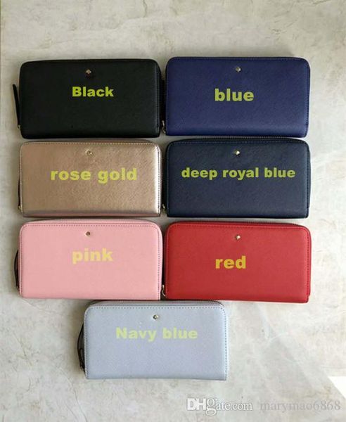 

7 colors brand designer wallets women purses ladies long purse clutch bags pu zipper pu design luxury bag factory, Red;black