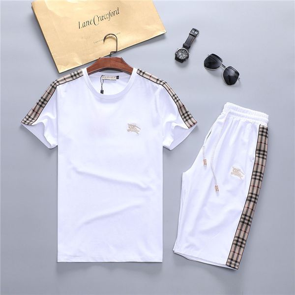 

2020 men designer fashion tracksuit man summer sportswear short sleeves pullover jogger pants suits o-neck sportsu, Gray