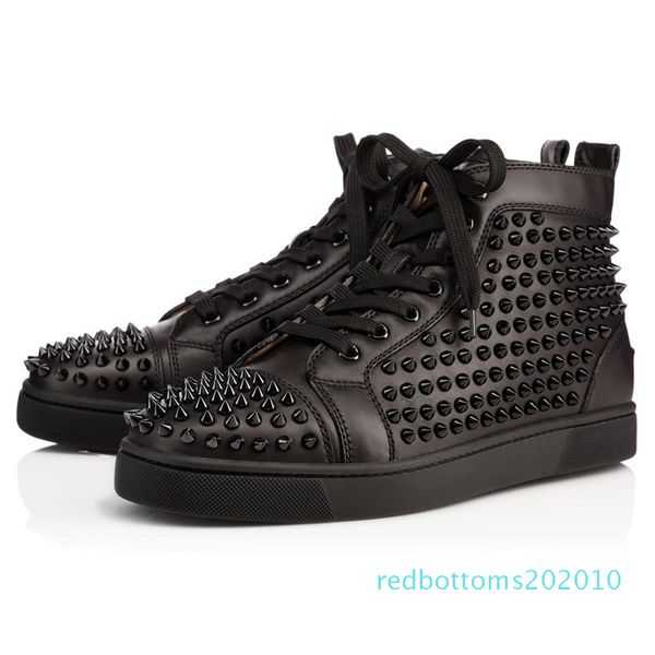 

new spikes high red bottom pik pik studded sneakers shoes women men luxury designer flat casual red sole r10, Black