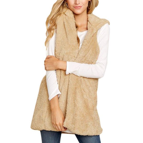 

fashion jacket sleeveless warm fleece vest women's casual vest lady cardigan coat hoodies, Black;white
