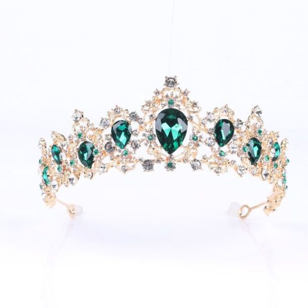 

princess bridal tiaras and crowns headband wedding hair accessories baroque crystal rhinestone prom crown party hair jewelry, Golden;white