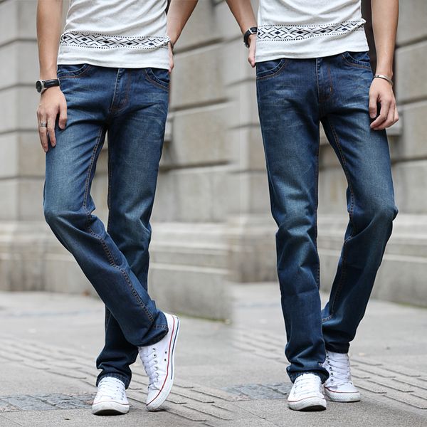 

new 2016 brand jean mens pants blue fit cotton male denim jeans with large size
