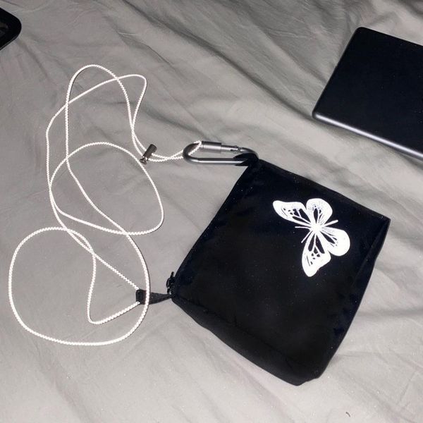 

niche dark design outdoor portable small square bag reflective butterfly bag female crossbody small oxford cloth new