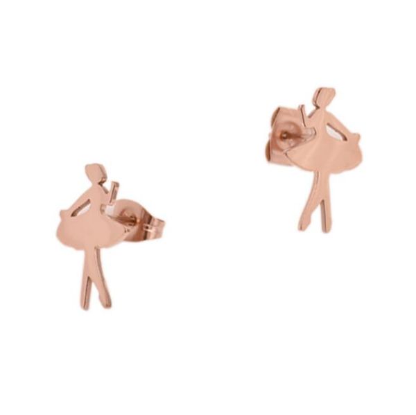 

new design 316l surgical stainless steel little girl stud earrings dancer design stud ip rose gold high polished, Golden;silver