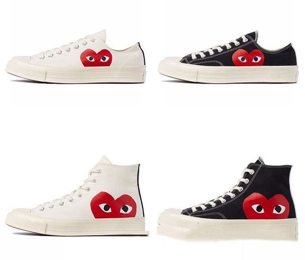 

mens commes des garcons play chuck 1970 cavans sneakers for men's tayler vulcanized shoes man skateboarding womens skate women hearts 1, Black