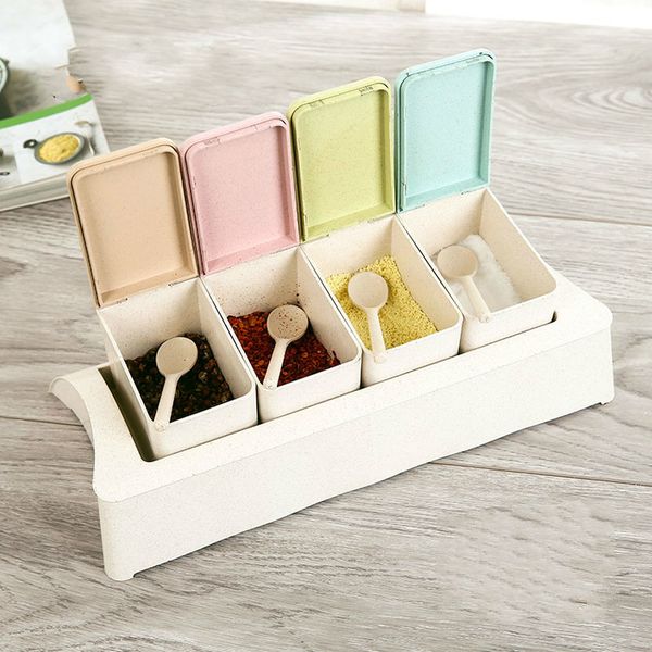 

spice jar set wheat fiber kitchen clamshell seasoning box spice box ondiment storage wx10201647