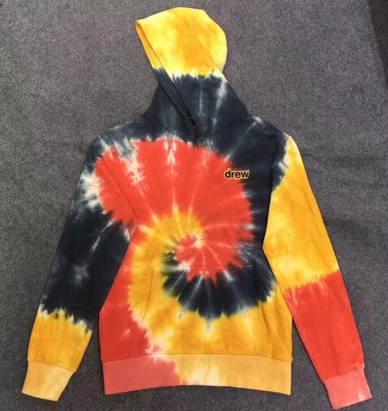 

drew house tie-dye loose hoodie hip hop house for men women designer hooded rapper casual fashion pullover xsq, Black