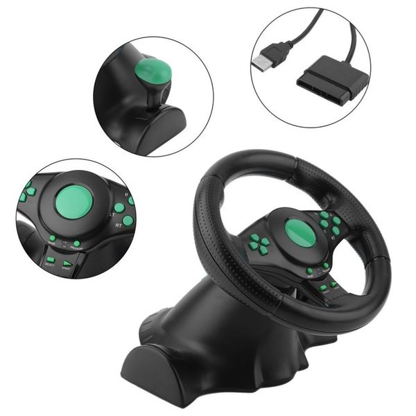 Roda de jogo de corrida para xbox 360 PS2 para PS3 Computador USB Carro Direção de Direcção de 180 graus Vibração de rotação com pedais