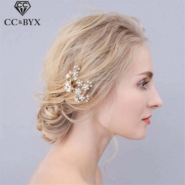 

cc jewelry handmade hair stick exquisite bridal hair accessories for women party wedding decorations hairpins romantic diy 0914, Golden;white