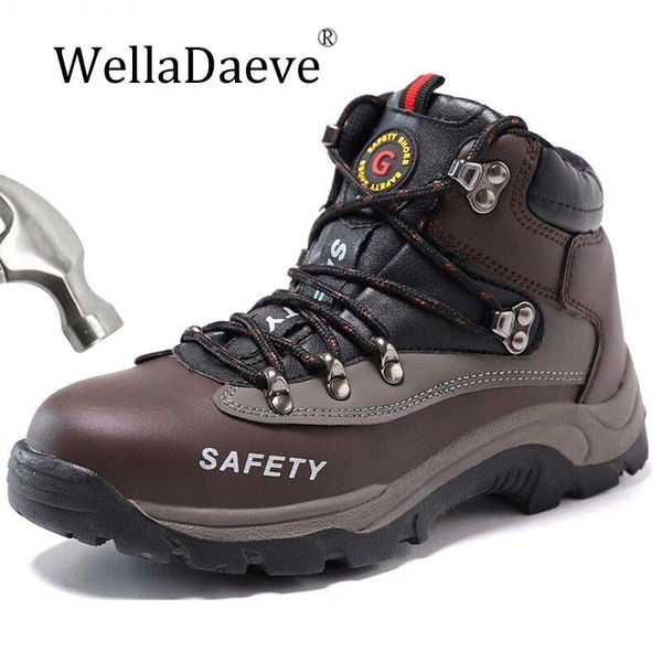 

men steel toe cap safety boots construction outdoor high zipper ankle boots anti-smashing puncture proof work shoes for men, Black