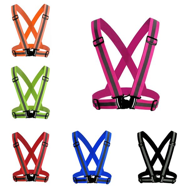 

2019 adjustable safety security high visibility reflective vest gear stripes jacket night running safety vest, Black