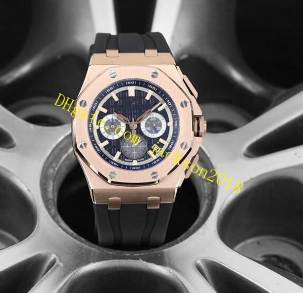 

luxury 0ffshore chronograph 26480ti.00.a027ca.01 titanium 45mm rose gold quartz movement rubber strap mens fashion men watches, Slivery;brown
