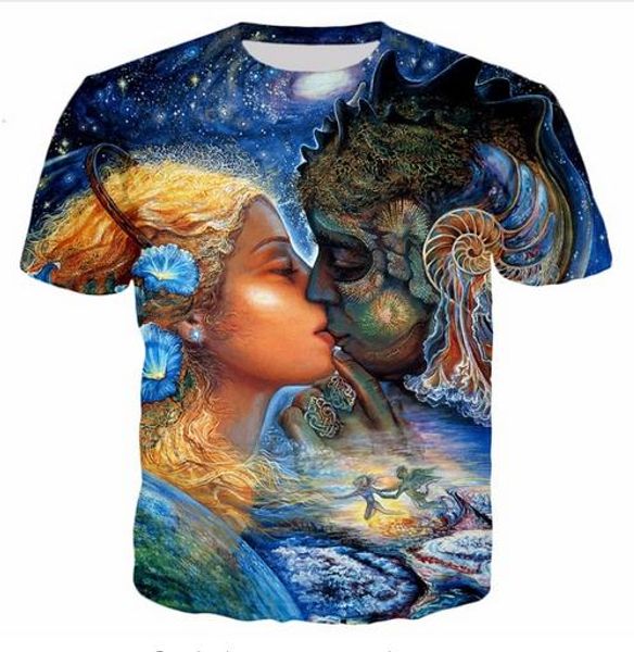 

men women fashion summer style van gogh abstract multicolored canvas funny 3d tees printed short sleeve round neck casual t-shirt, White;black