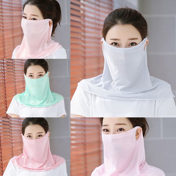 

pdpjl sunshade women scarf mask face outdoor veil windproof half face dust-proof silk shawl scarf dust mask ear type party masks, Black
