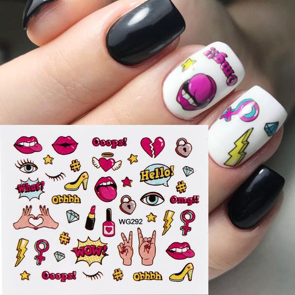 

full beauty 1pcs colorful water transfer nail sticker sliders lovely cat cake rainbow image nail art decorations decals chwg, Black