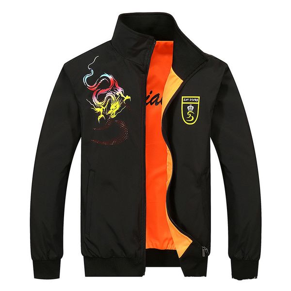 

spring autumn men's jacket double-sided wearable print casual coat mens brand clothing fashion coats male streetwear outerwear, Black;brown