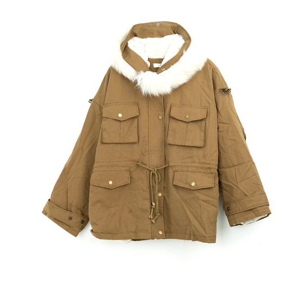 

double days 2019 winter new korean version of the large size women's dress mm230 jin extra fleece thick collar coat st060, Black