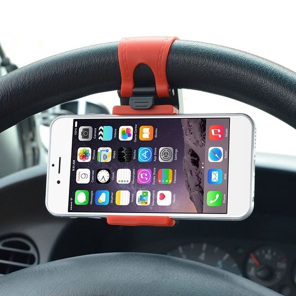 

universal car steering wheel bike clip mount rubber band holder iphone samsung for lenovo mobile phone bracket