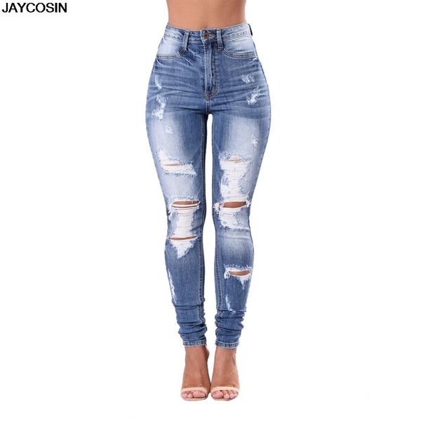 

jaycosin джинсы новые женские леггинсы новые узкие джинсы с высокой талией брюки джинсовые эластичные брюки карандаш горячая распродажа одеж, Blue