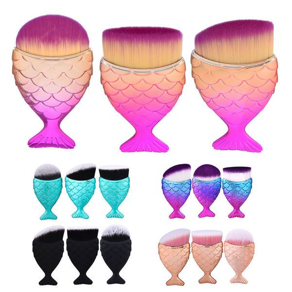 

new arrival cosmetic mermaid fish scale make -up brush fishtail foundation powder brush gifts for women fashion design