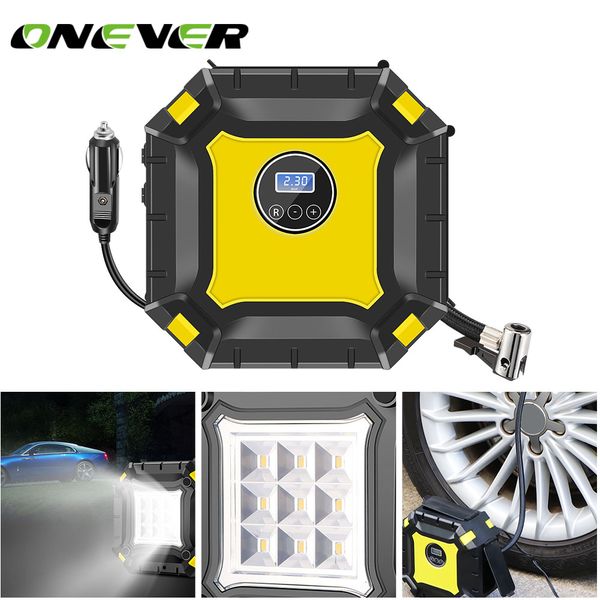 

onever led digital tire inflator dc 12 volt car portable air compressor pump car air compressor with cigarette lighter plug