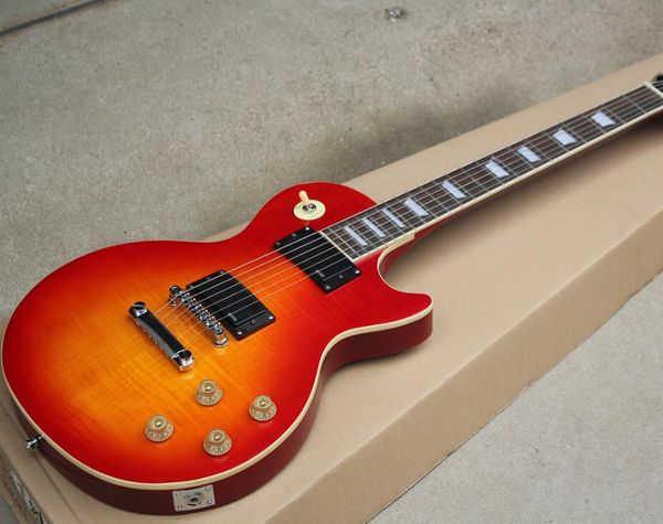 

бесплатная доставка cherry sunburst электрогитара с палисандровой накладкой, flame maple шпон, chrome оборудований, предлагают индивидуальны