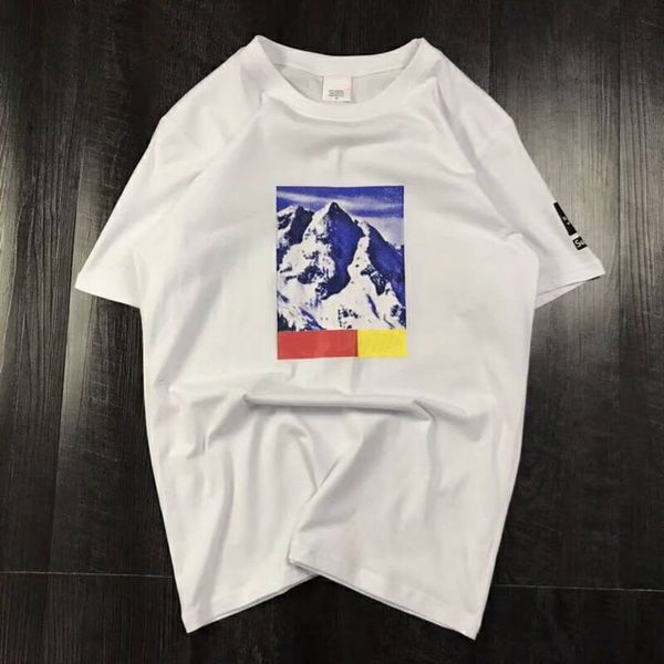 

три модели летняя футболка с буквой снежная гора мужчины топы одежда круглый вырез повседневная женская рубашка с коротким рукавом m-xxl, White;black
