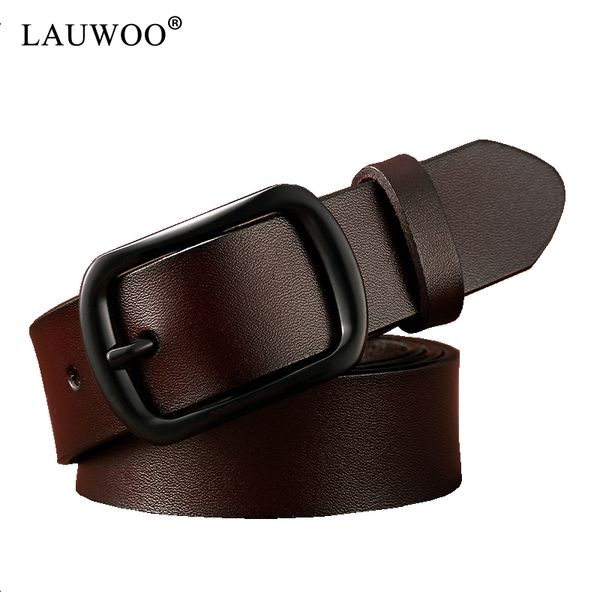 

lauwoo leather belts for women brand belt female buckle ladies belts strap students for women, Black;brown