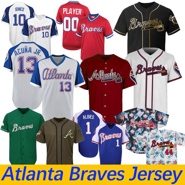 

Atlanta Throwback Braves Jerseys Austin Riley Ronald Acuna Jr Chipper Jones Freddie Freeman Dansby Swanson 1979 Turn Back the Clock Jerseys