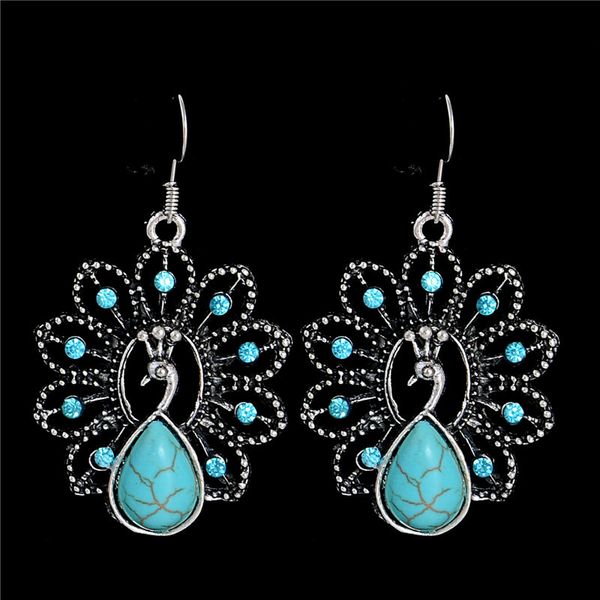 

shuangr new retro series peacock earrings charm exquisite palace resin earrings for women jewelry, Silver