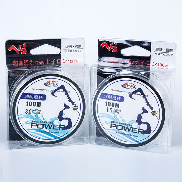 

super strong pull 17.5kg 100m japanese material 100% nylon transparent fluorocarbon fishing line carp fishing line tackle