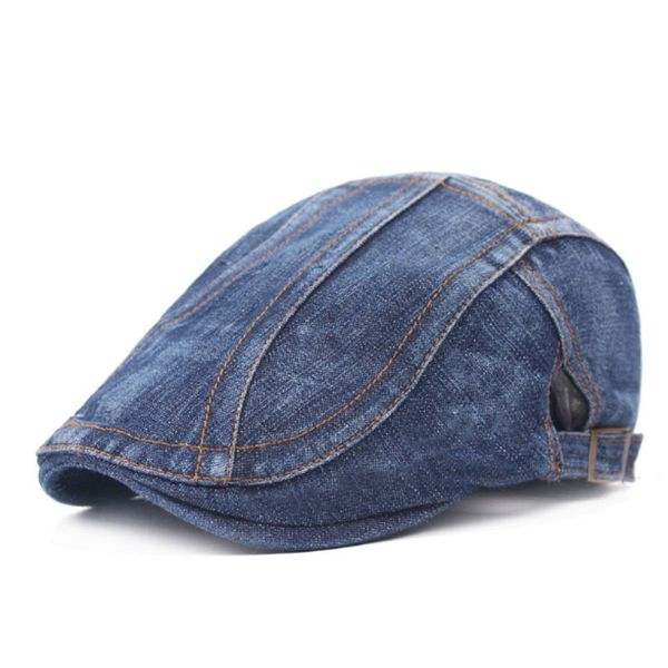 Adulti Unisex Beret regolabile patchwork denim Caps Duckbill cappello strillone per donna degli uomini