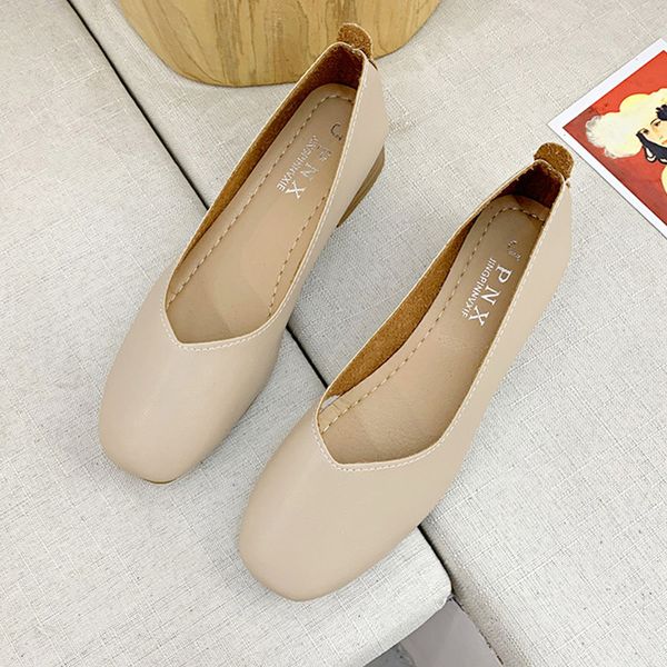 

2020 new spring leather flats shoes woman fashion casual solid color ballerina shoes soft comfort slip on boat loafers, Black