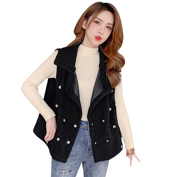 

new women vests autumn korean plus size sleeveless pockets ladies fashion vintage beading splice casual waistcoat female, Black;white