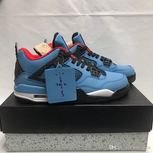 

4 box) new travis (with 4s houston blue black mens basketball shoes cactus jack 308497-406 for men scotts trainers sports sneakers