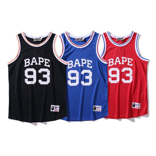 

classic tide brand vest mens designer tshirt luxury fashion sports vest logo ape man tank 93basketball vest casual t-shirt, White;black