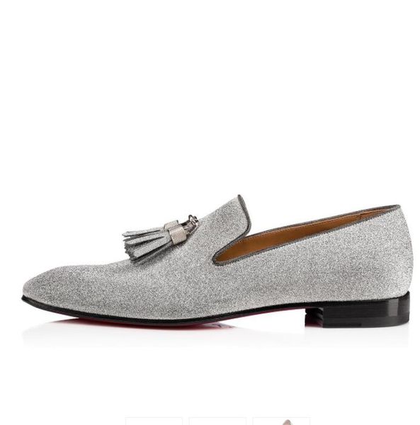 

современные джентльмены с красным дном ​​мокасины rivalion плоский блеск натуральная кожа мокасины роскошный серебро, черный ходьба с коробк, Black