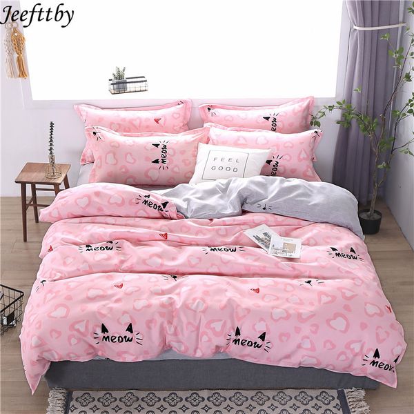 

cartoon cat home textile bedding set luxury family set bedsheet duvet cover pillowcase single  king,bed bed linen